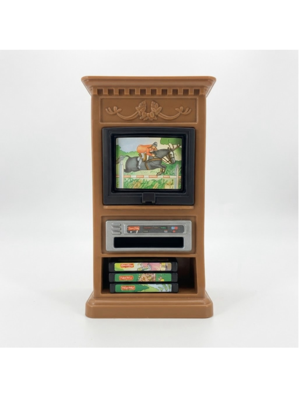 Vintage Fisher-Price Loving Family Dollhouse Entertainment Center TV & Tapes